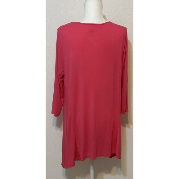 LOGO by Lori Goldstein Women Size M Tunic 3/4 Sleeves Asymmetric Hem Loungewear - Picture 4 of 9